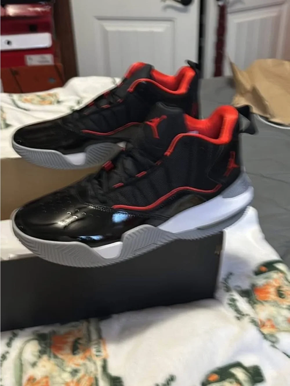 Men’s Jordan Stay Loyal  Black and Red High-Top Sneakers
